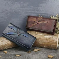 fashion womens leather wallet buckle coin wallet clip brand leather 3d embossed long clutch bag wallet
