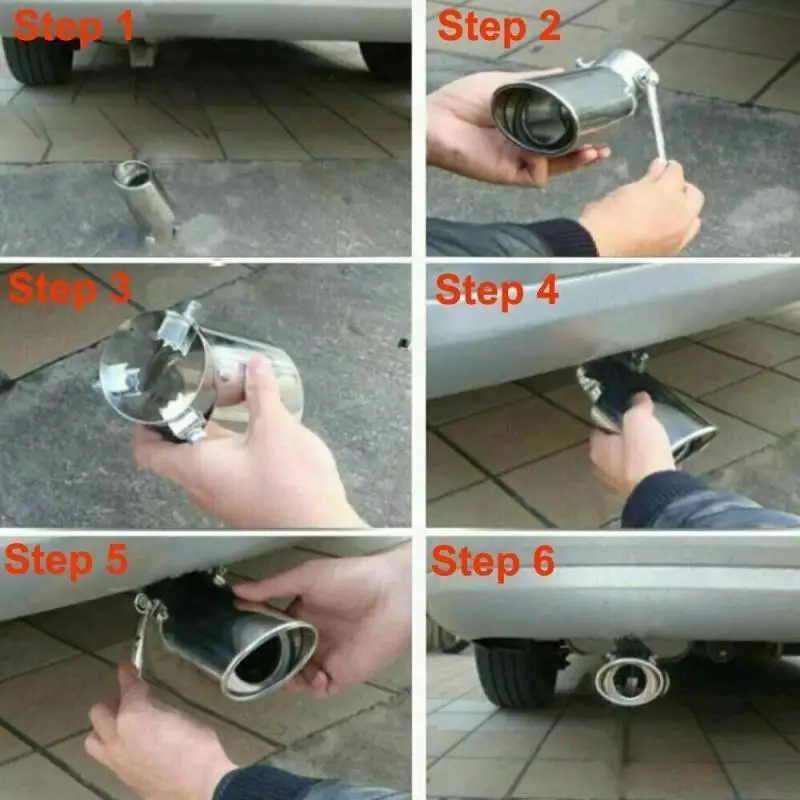 Универсальные хромированные задние круглые выхлопные трубы хвостовые