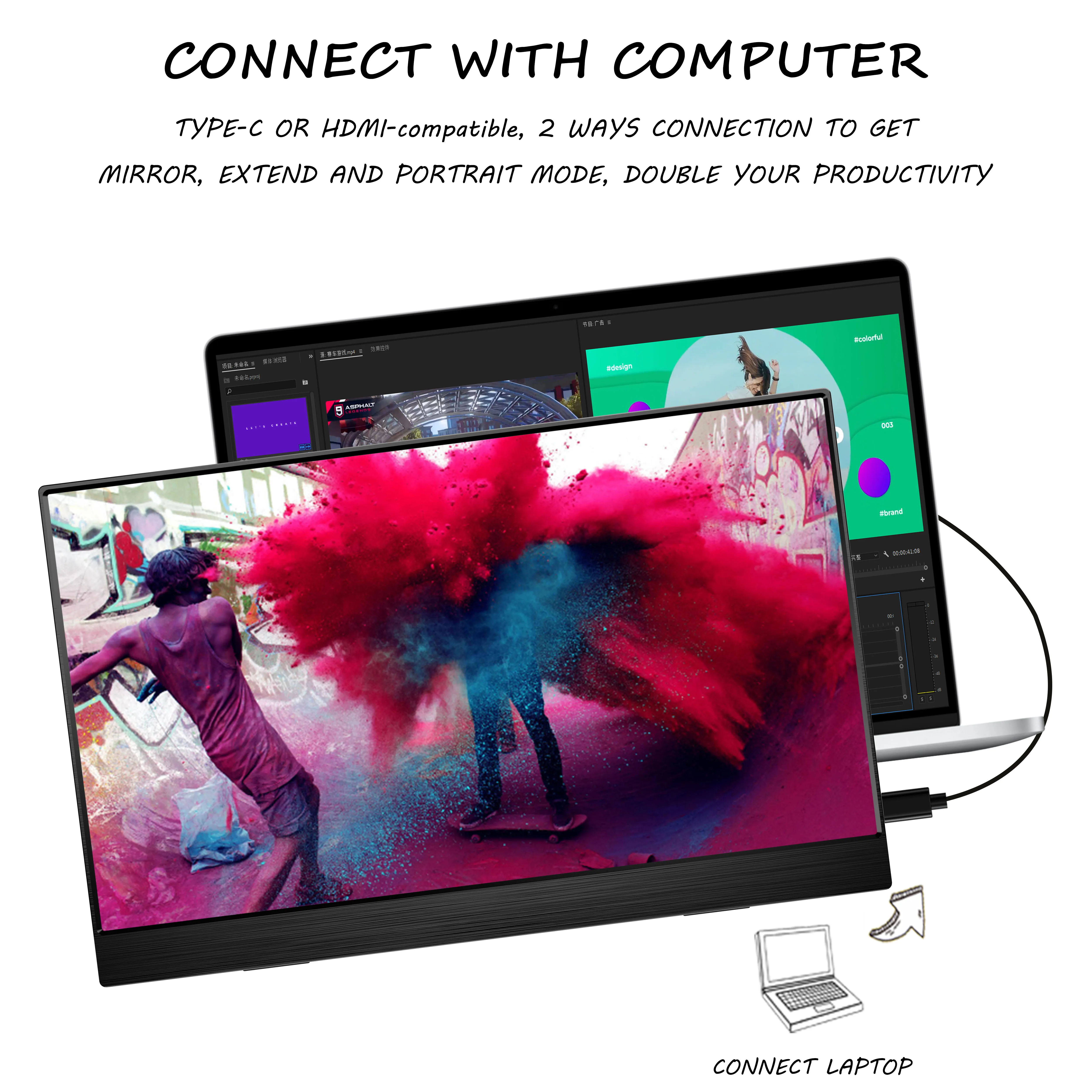 15 6inch portable monitor ultrathin metal body touchscreen 1080p hdr ips panel usb c hdmi compatible gaming working monitor free global shipping
