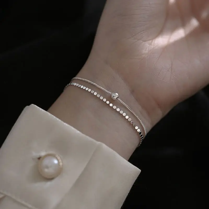 

Simple Double-layer Wafer Beaded Flash Bracelet Female Personality Small Fresh Ins Online Celebrity Jewelry