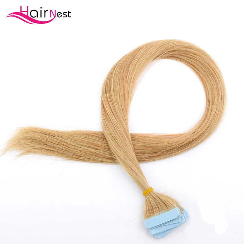 

Hair Nest 22 Inch Straight Hair 40 Pieces/pack Skin Weft Synthetic Hair Double Sided Tape Hair Extensions For White Women