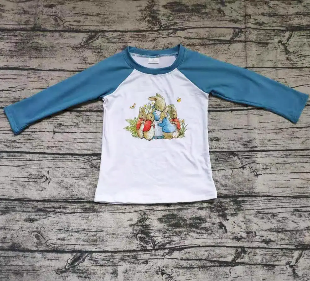 Новинка Пасхальная Детская рубашка Happy Rabbit голубое платье для маленьких