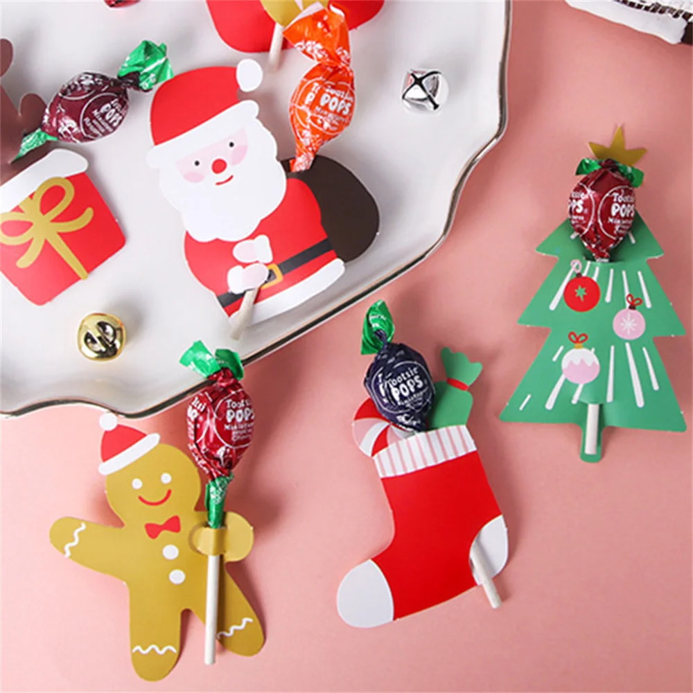 

DIY Christmas Creative Lollipop Candy Packaging Card Santa Claus Cute Candy Decoration Card christmas Party decoration