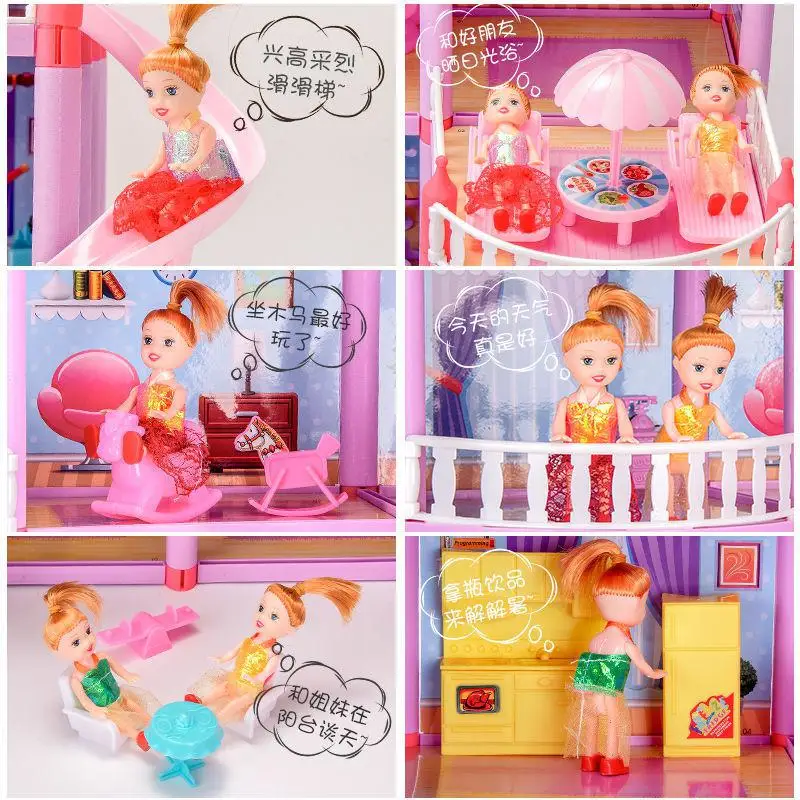 children montessori house 3d assembled lighting diy manual doll house villa set princess castle girls puzzle toy birthday gift free global shipping