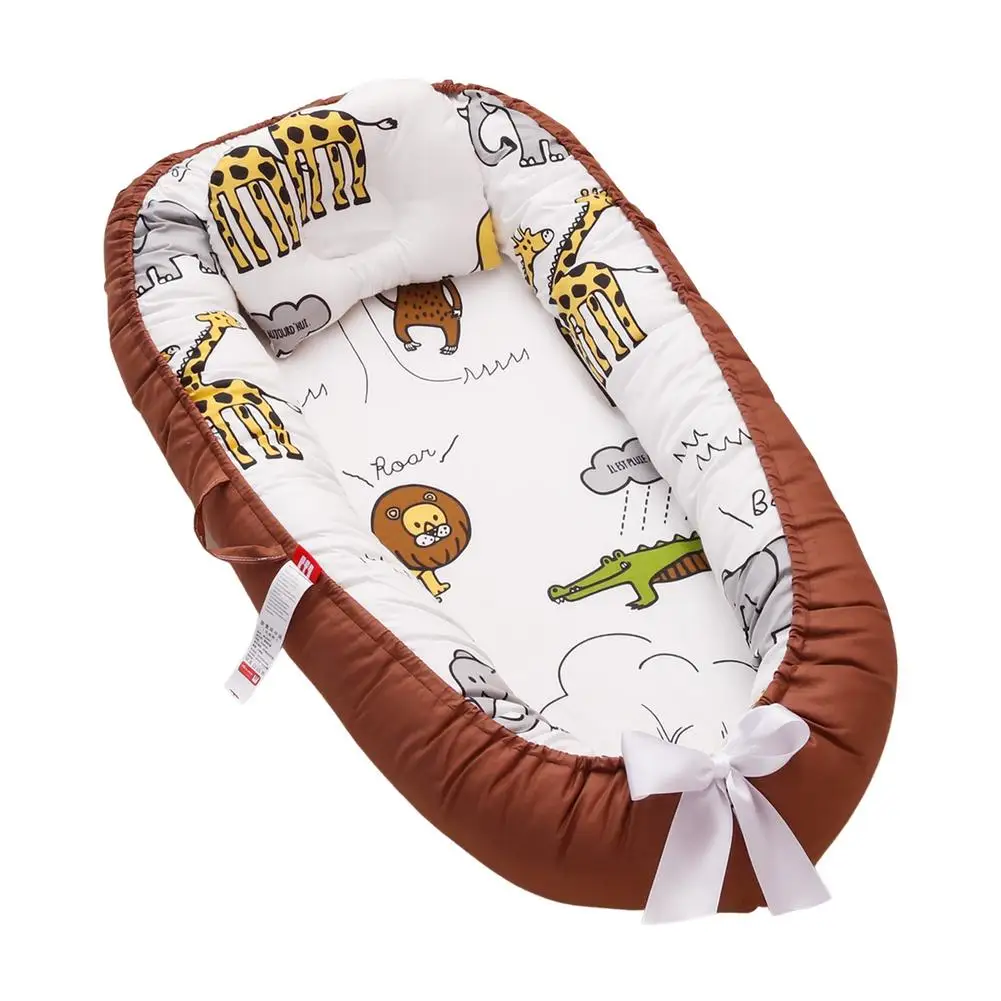 

Baby Lounger Soft Breathable Baby Nest For Co-Sleeping Cotton Portable Adjustable Newborn Travel Crib Pod