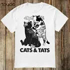 Тату-рубашка с котами и татуировками, толстовка