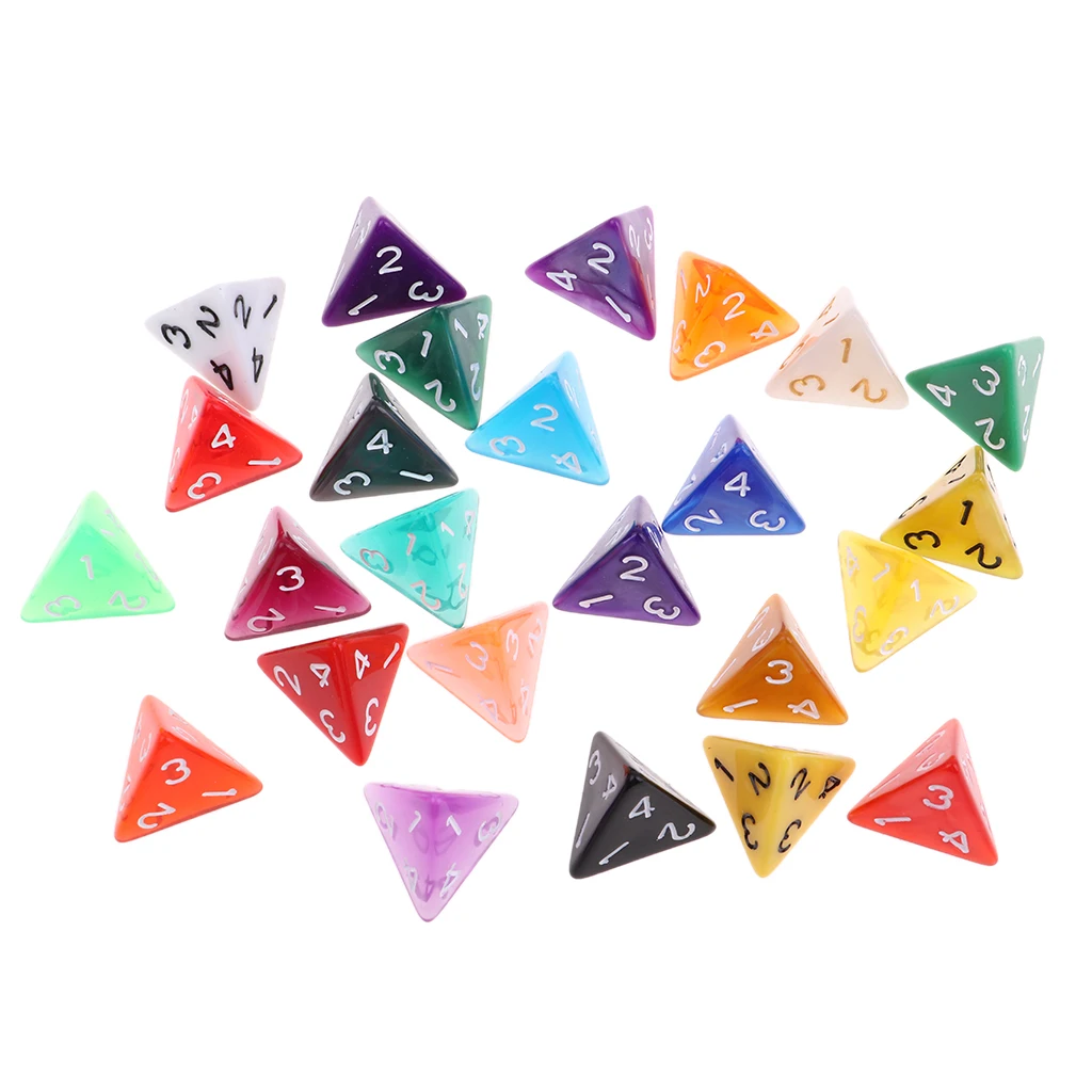 

25 Pcs Polyhedral D4 Dice For TRPG Game And Random Color