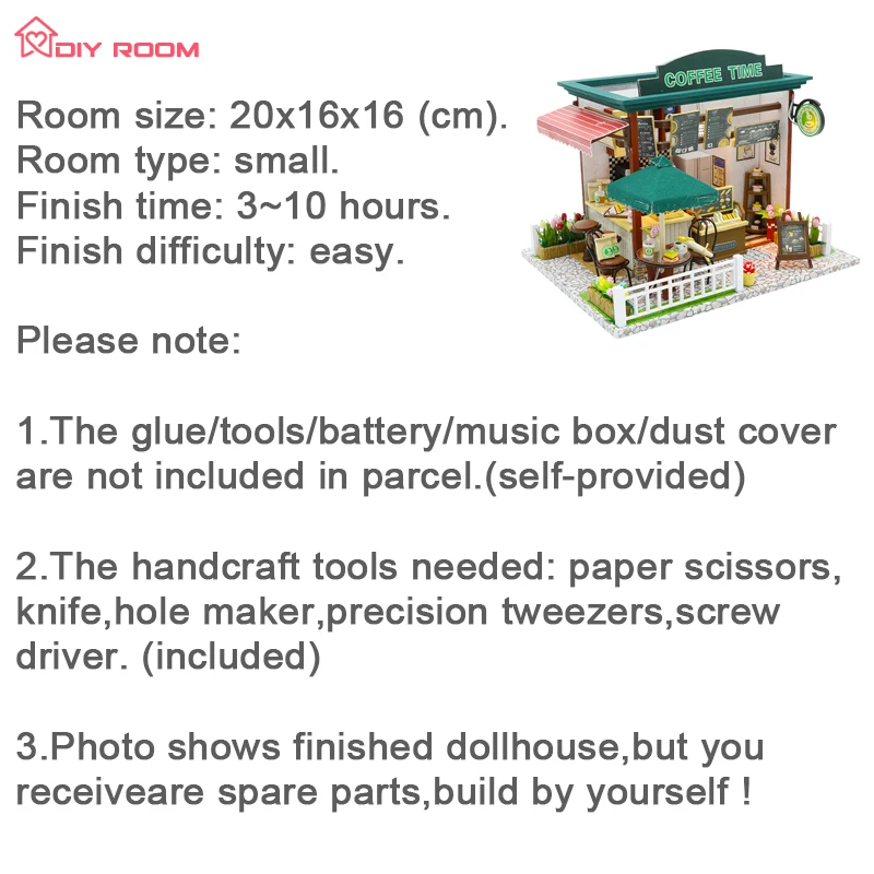

DIY Mini Coffee House Shop MIniature Dollhouse Kits Doll house Roombox Puzzle Wooden Birthday Gift for Girls Dropshipping