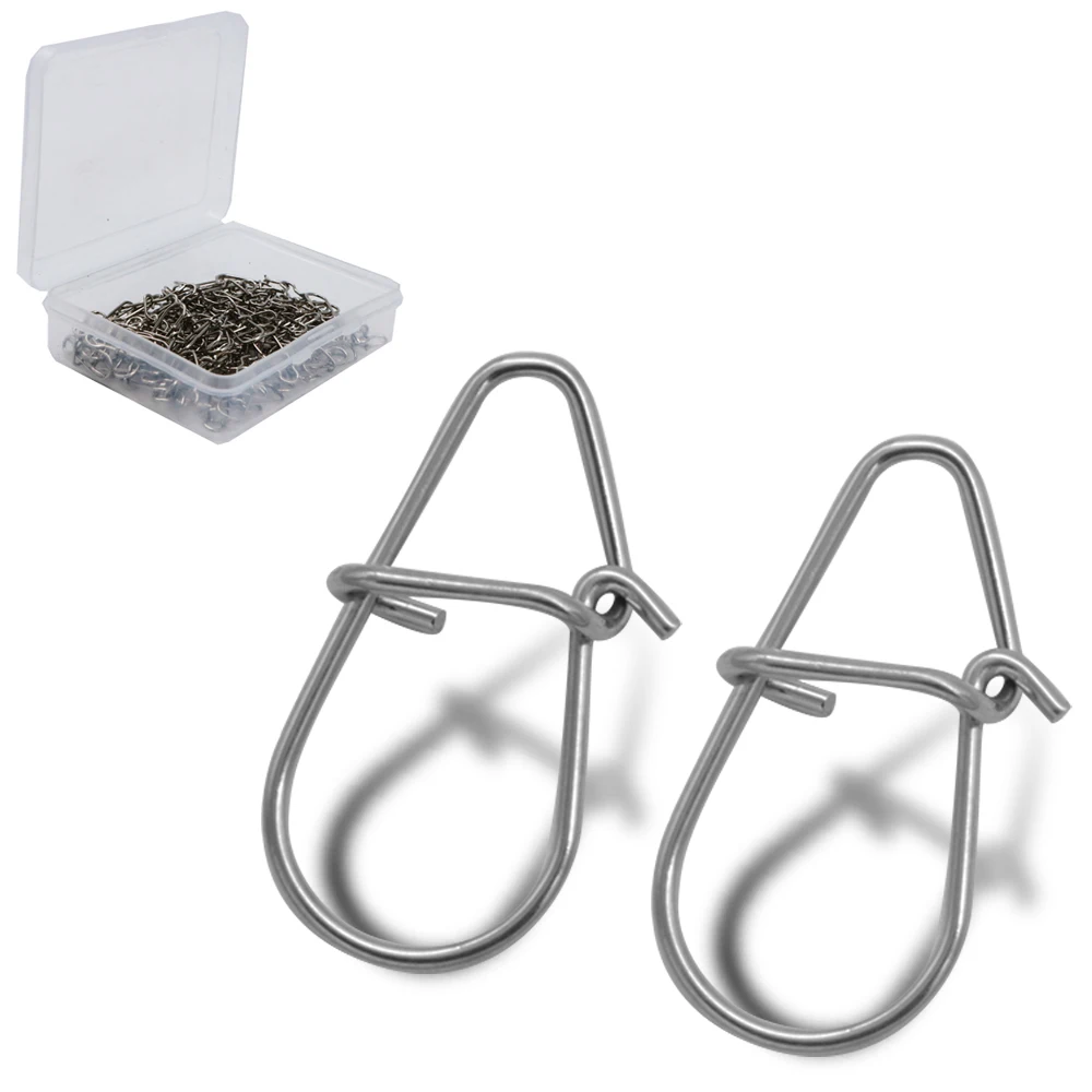 50-100pcs/box Gourd Type Stainless Steel Hook Swivel Solid Rings Safety Snaps fast Clip Lock Snap Connector Fishing Tackle Tool