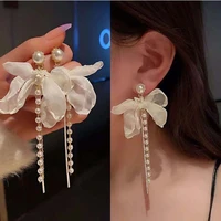 2021 new pearl butterfly earrings high quality party tassel earring beaded earrings korean fashion style