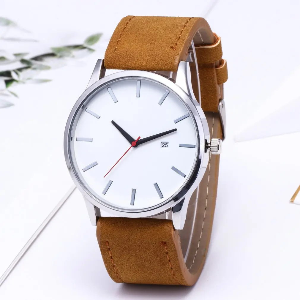 

Men Women Round Dial Casual Elegant Mans Wristwatches Fashionable Band Fashion Grid Scale Male Watch