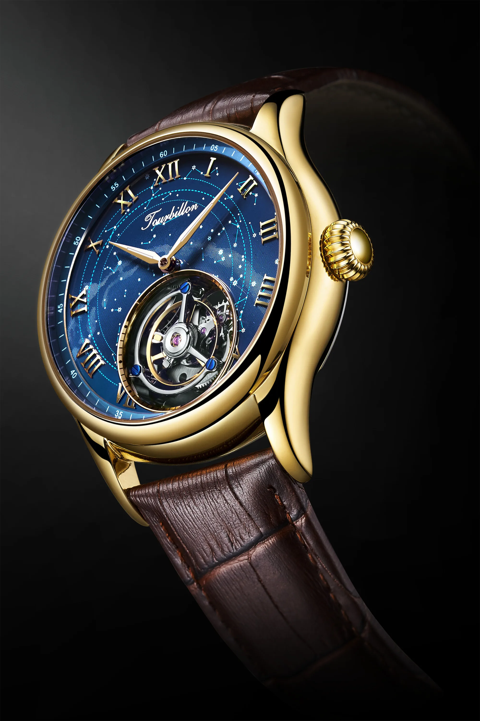 Guanqin Real Tourbillon Мужские часы механические лучший бренд Роскошные мужские
