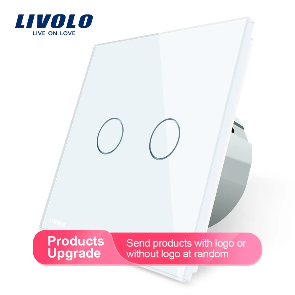 Livolo 2 банда 1 способ настенный светильник сенсорный выключатель, настенный домашний выключатель, панель с кристаллами, стандарт ЕС, 220-250 В, C702-1/2/3/5