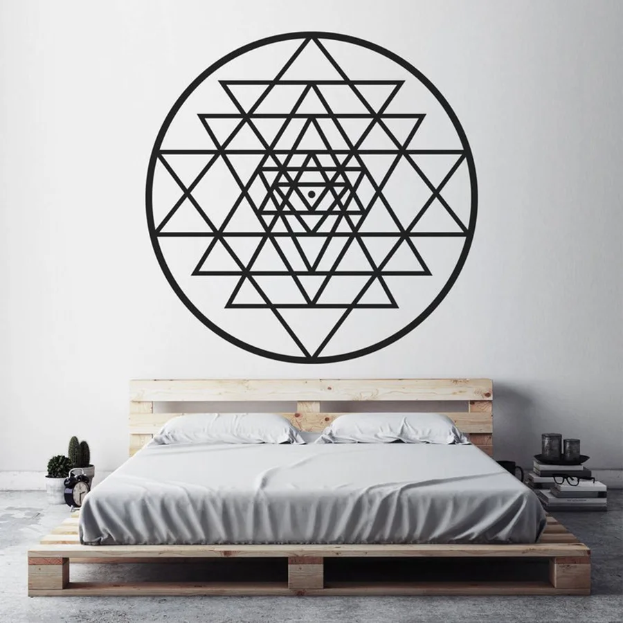 

Sri Yantra Wall Sticker Meditation Spiritual BedRoom Sacred Geometry Home Decor Removable Art Mural