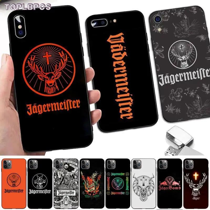 

TOPLBPCS Jagermeister logo Silicone Black Phone Case for iPhone 8 7 6 6S Plus X 5 5S SE 2020 XR 11 pro XS MAX