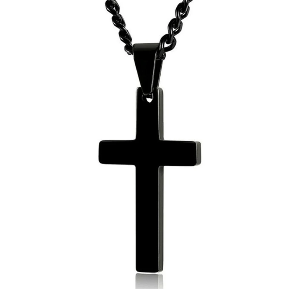 Мужское ожерелье из титанового Креста GUN Christian Jesus золотое серебряное черное