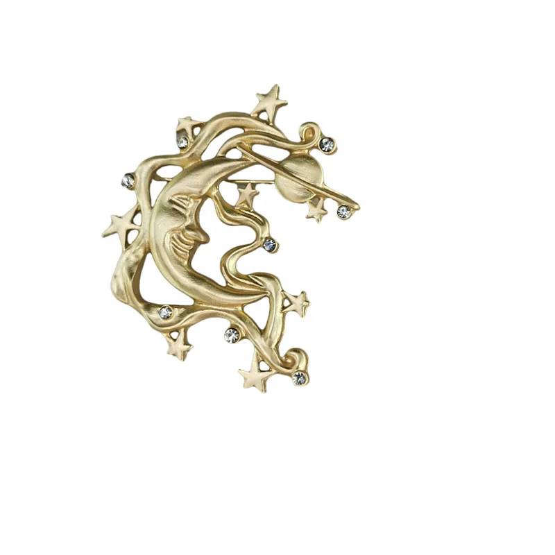 

Milky Way Matte Moon Goddess Brooch Frosted Gold Diamond Female Accessory Brooch