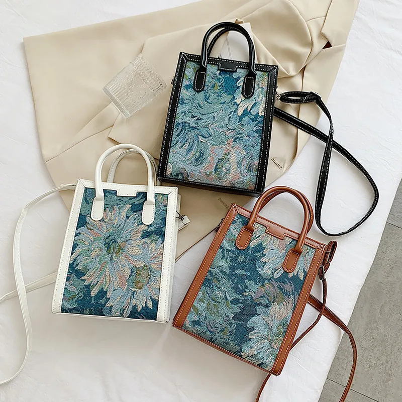 

Женская сумка с принтом маслом, Осень-зима