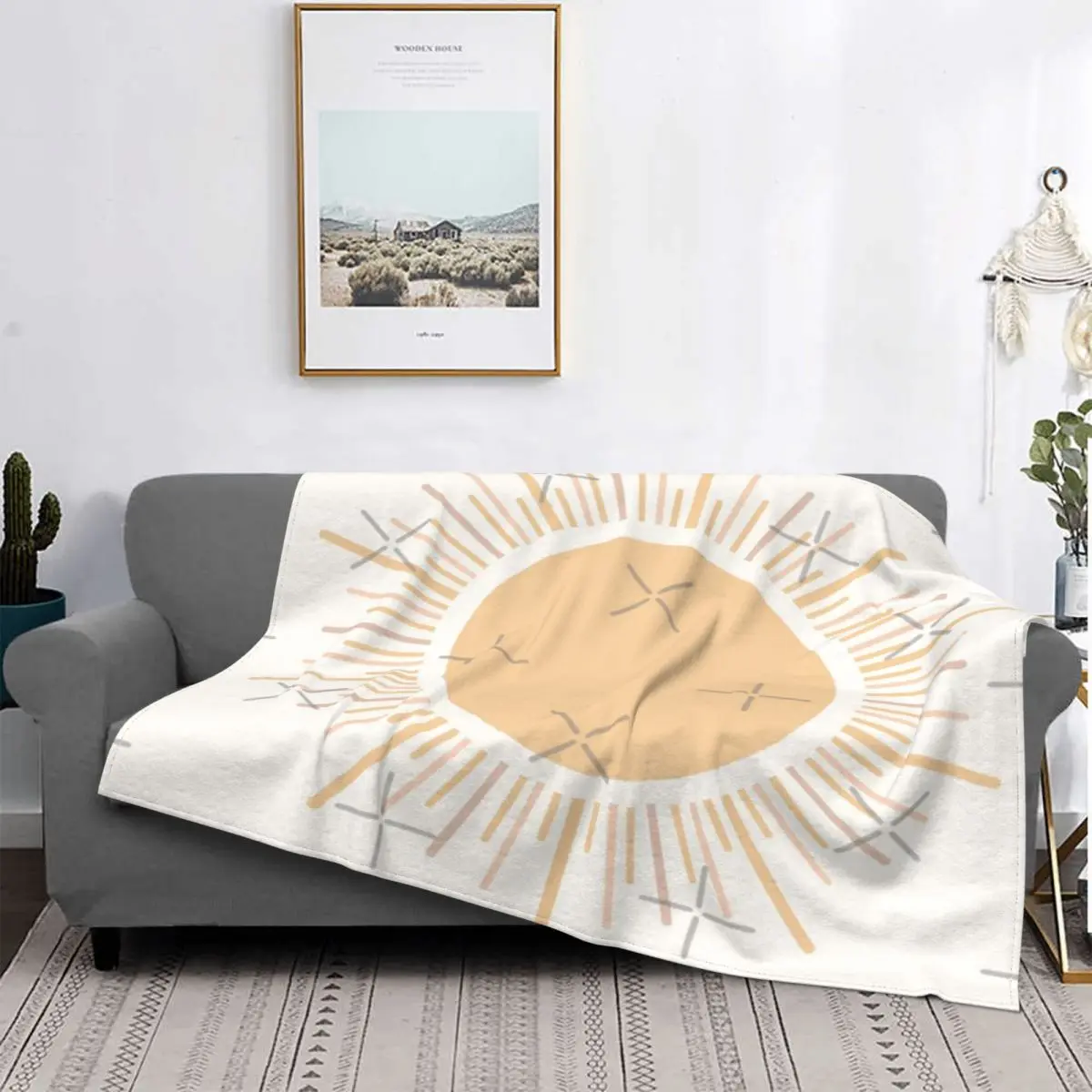 

Manta artística Sun Boho para cama, colcha a cuadros, manta para bebé, cubrecamas para cama