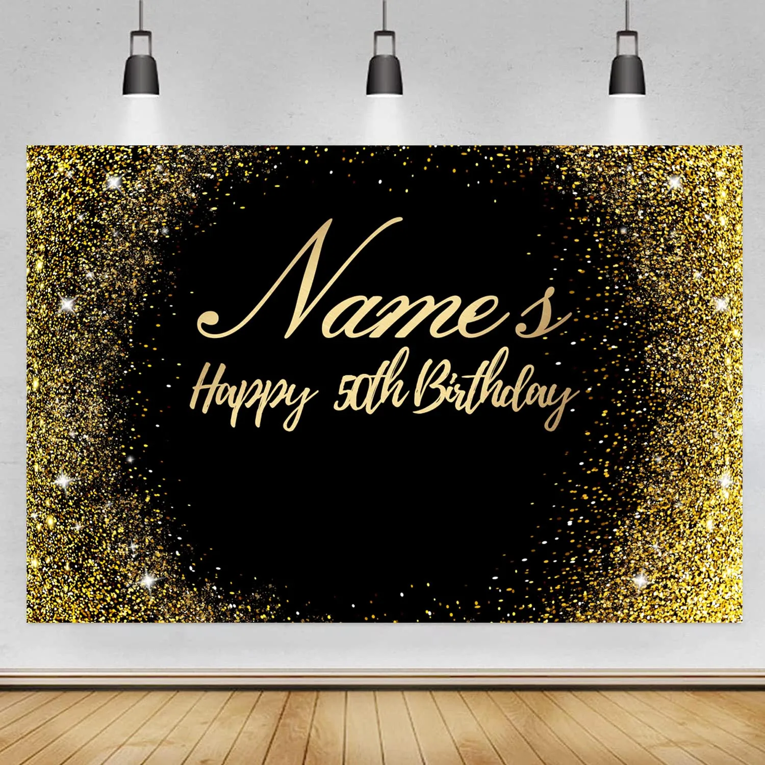 Фотофон с именем на заказ блестящий черный Золотой горошек для мужчин и женщин