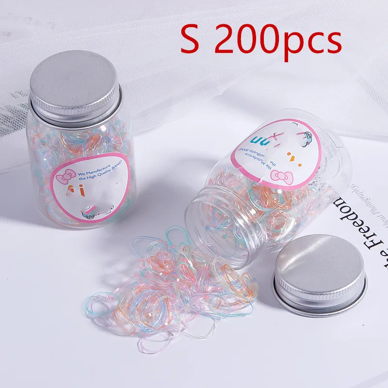 translucent 200pcs 200/100 шт одноразовые резиновые ленты консервы Для детей, малышей Цвет модная эластичная, для волос кольцо резинка для волос Веревка Аксессуары - Цвет: translucent 200pcs