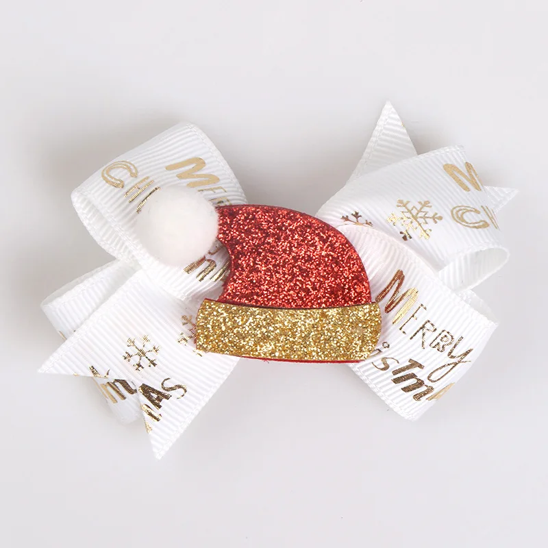 2 шт./компл. Рождественская серия заколки для волос с милым блестящим бантом