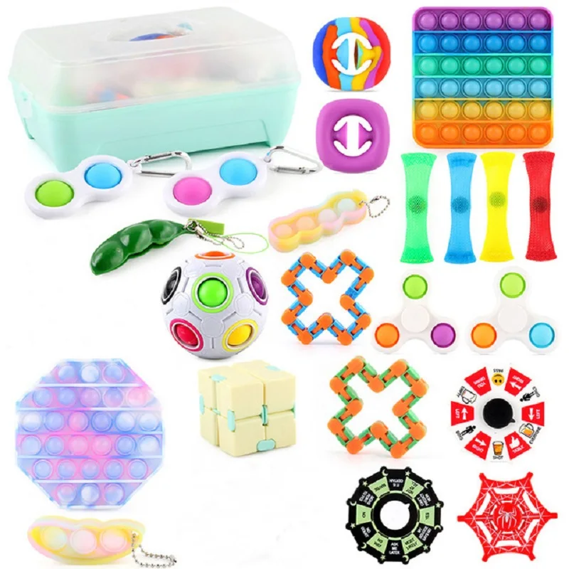 24PCS Fidget Toys Anti Stress Anxiety Relief Stress Set Kit Bubble Toy for Kid Adults Stress Relief Hand Squishy Toys Packed Box