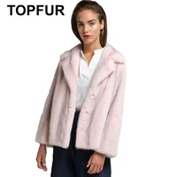 topfur pink genuine leather jackets lapel collar natural mink fur coat plus size winter coat women spring jackets real fur coats