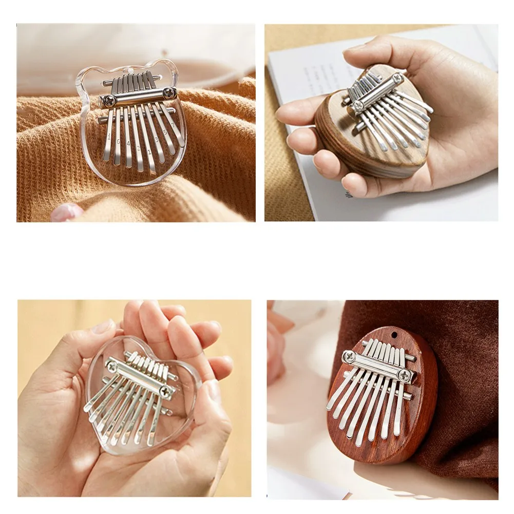 Деревянная прозрачная портативная мини-клавиатура Kalimba с 8 клавишами пальцевая