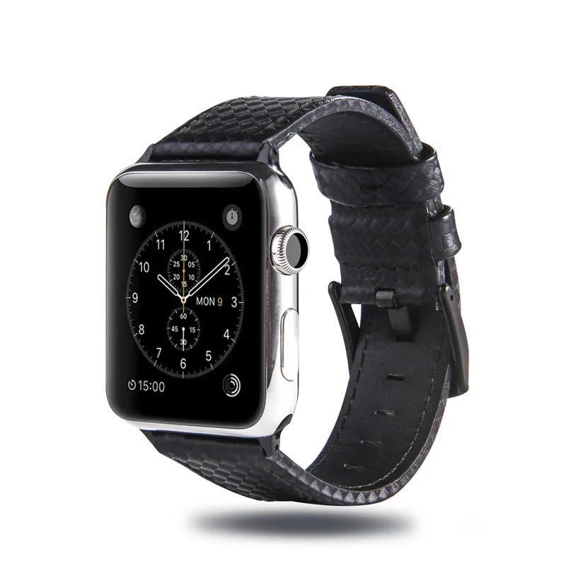 Ремешок из натуральной кожи углеродного волокна для Apple Watch Series 6 SE 5 4 сменный