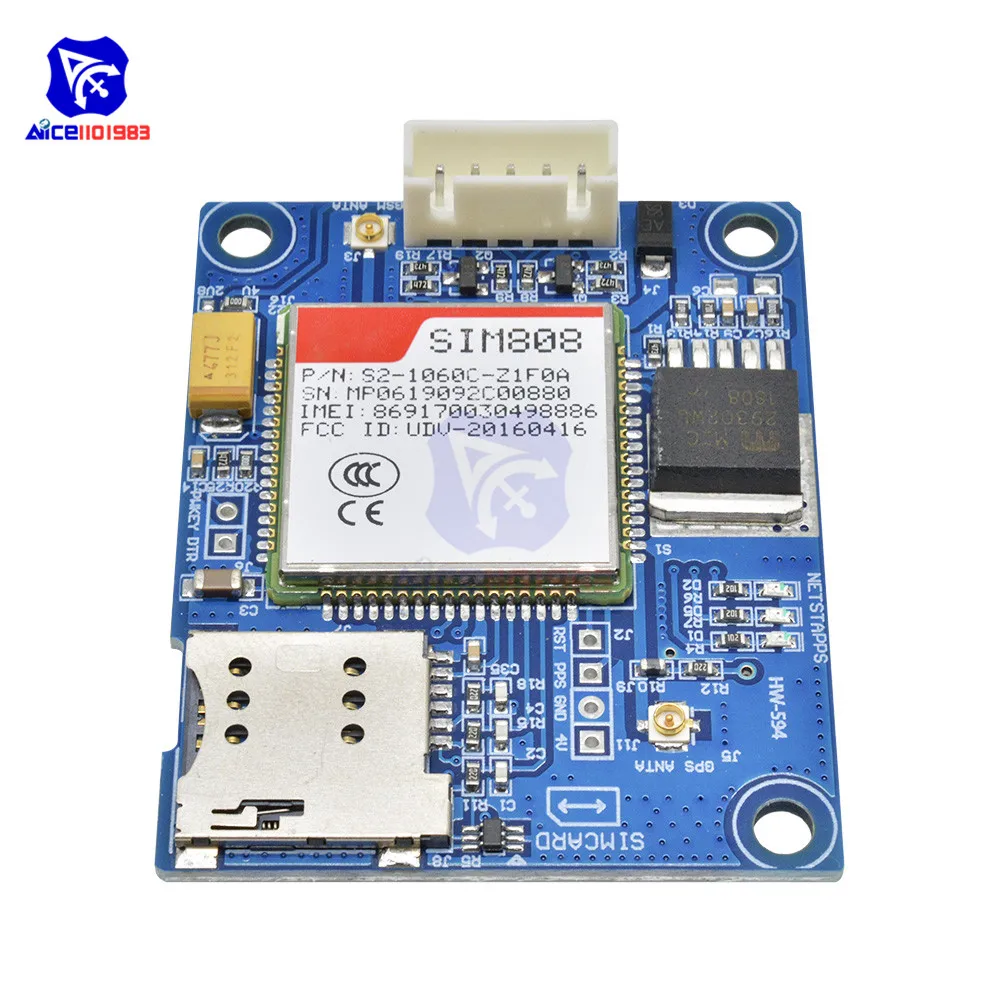 Diymore SIM808 GSM GPRS GPS Bluetooth SMS Модуль MINI SIM868 слот для TF карты DC 5 18 в макетная