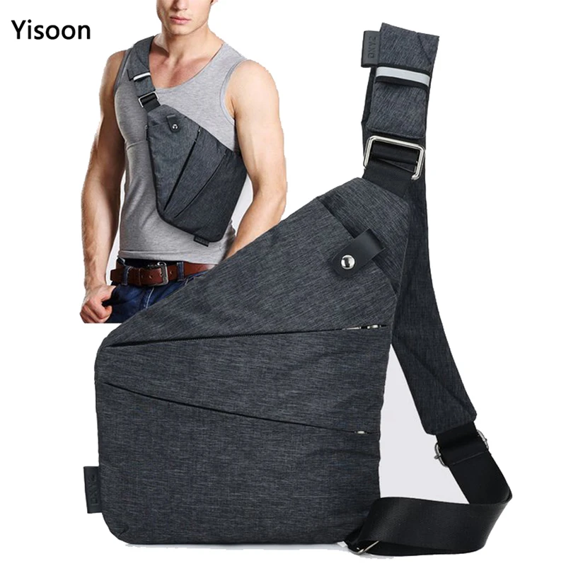 Мужская Дорожная деловая сумка противокражная через плечо кобура с