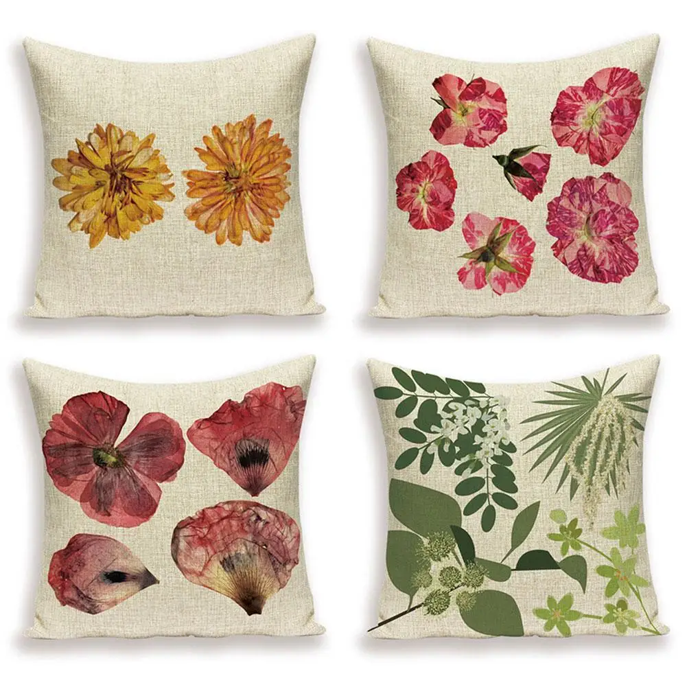 

Sofa Bed Chair Flower Green Leaves Pillow Cover Printed Decorative Pillowcase Lined Throw Pillow Case Cushion Cover For Home