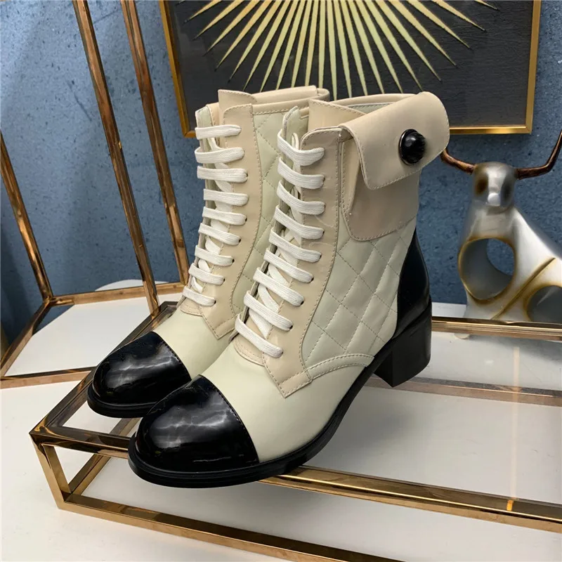 Женские туфли на среднем каблуке привлекательные ботинки с карманами шнуровке