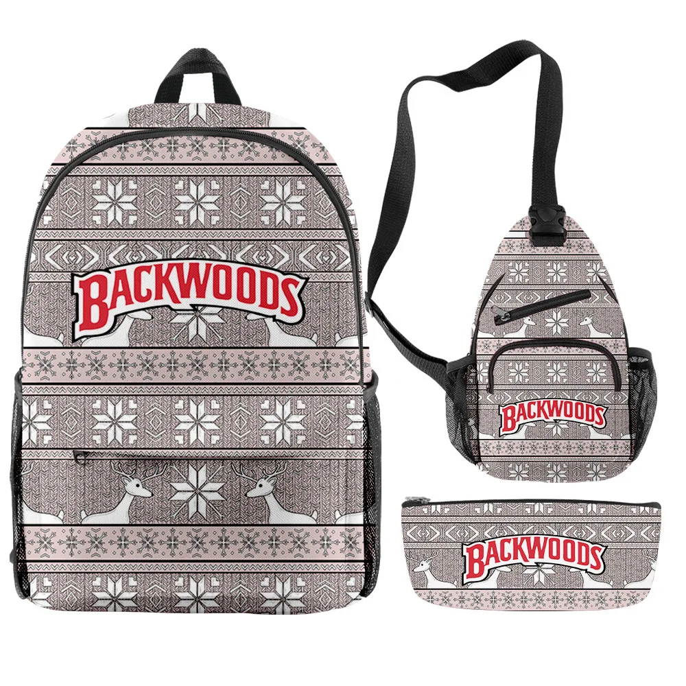 

2020 Backwoods Merry Christmas Backpack 3 Piece Set Teenager Boys Girls Students Scholol Bags Hip hop Streetwear Travel Bag
