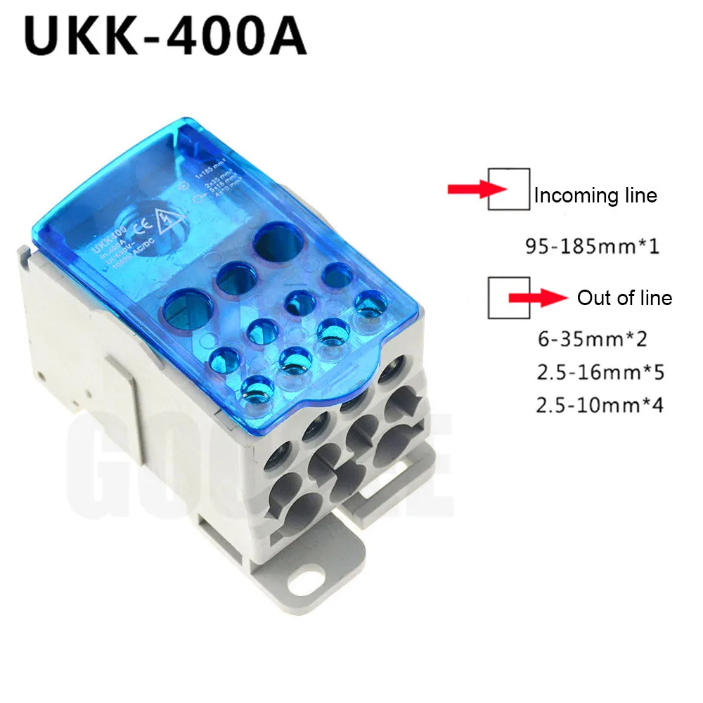 UKK400A UKK80A 125A 160A 250A 400A 500A клеммный блок 1 во многих из din-рейку распределительная коробка Универсальный электрический провод разъем - Цвет: UKK400A