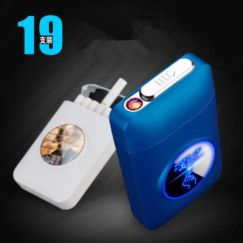 Электронная зажигалка с рисунком USB зарядкой и чехлом для сигарет курения