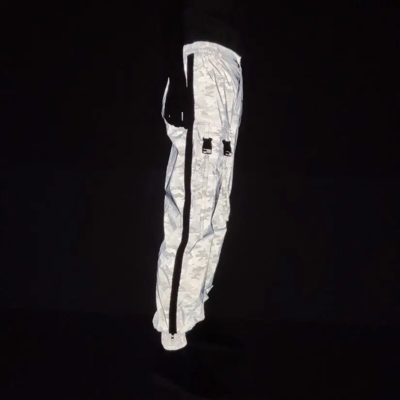 Прямая поставка мужские камуфляжные Светоотражающие брюки-карго в стиле панк