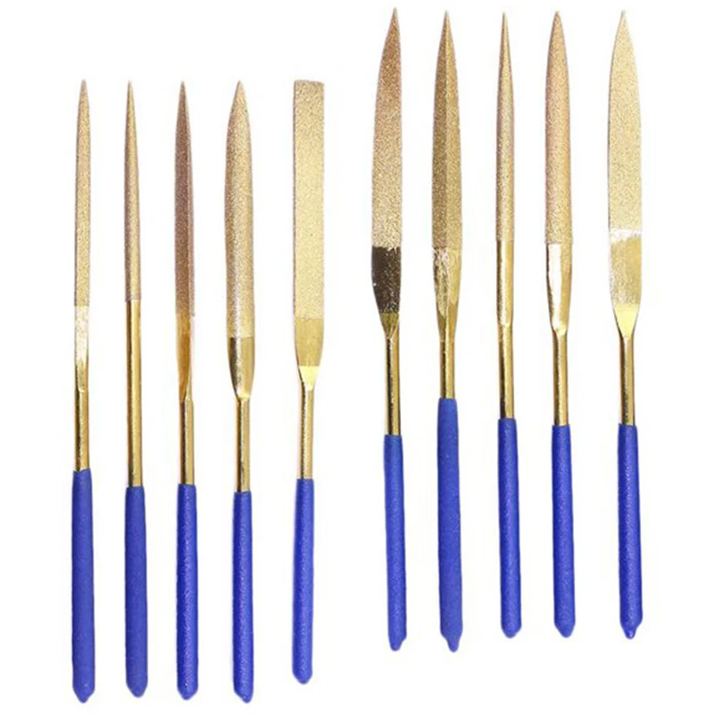 

10 шт. 160 мм золотые титановые алмазные напильники, треугольные напильники, напильники
