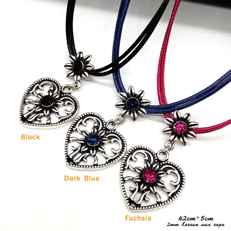 Модная винтажная серебряная подвеска в форме сердца традиционное ожерелье Edelweiss