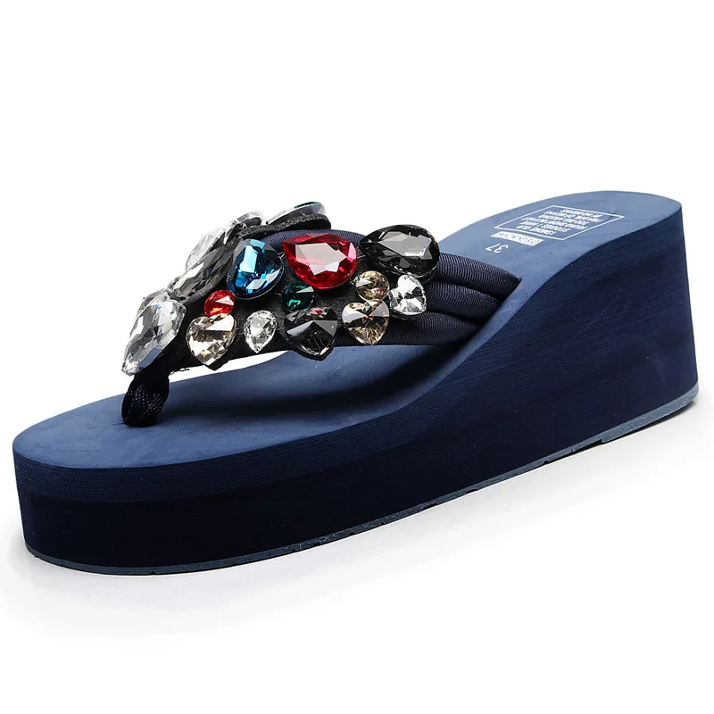 

Med Shoes Woman 2021 On A Wedge Slippers For Swimming Pool Glitter Slides Platform Rubber Flip Flops Pantofle Beach Jelly Flat H