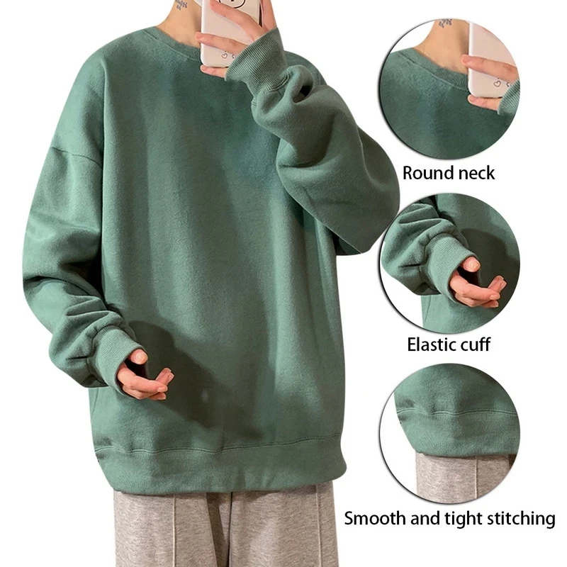 

2020 Men Sweatshirt Solid Color Spring Autumn Hoodies Causual Streetwear Clothes Round Neck Oversize Fashion Clothes