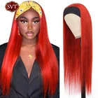 SVT Maylaysian химическое оранжевый прямой парик с головной повязкой парики из натуральных волос на кружевной 26 дюймов прямые накладные волосы с эффектом деграде (переход от хайлайтер красный парик с головной повязкой s для женщин