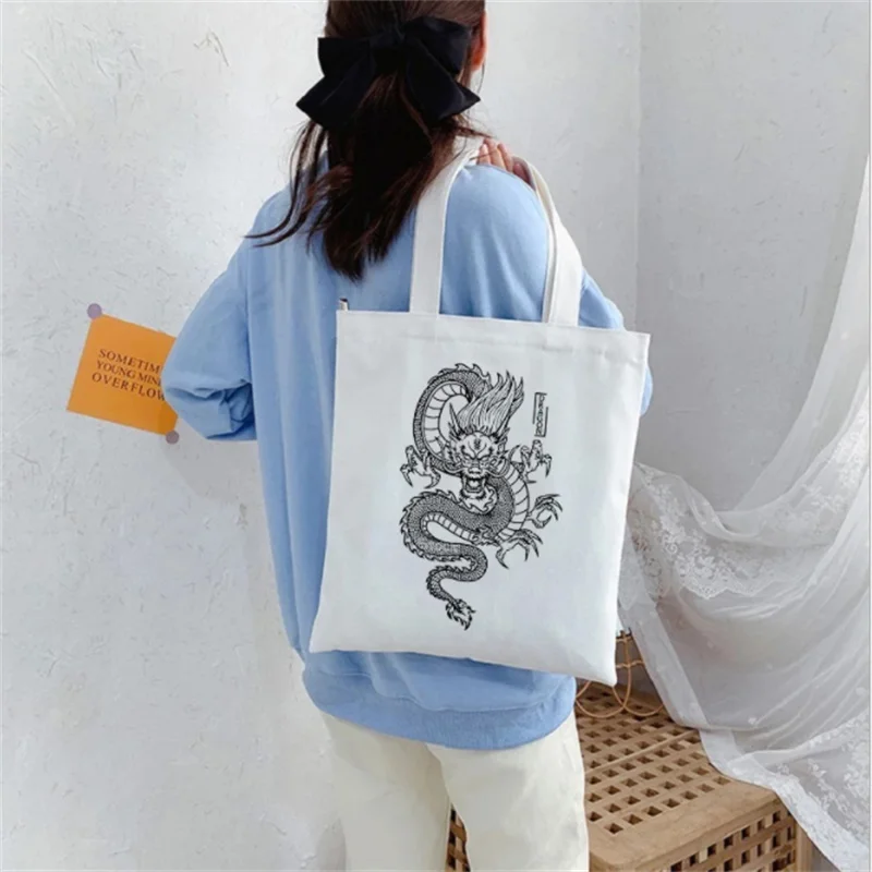 

Холщовая Сумка для покупок в стиле Харадзюку, женские экологически чистые многоразовые сумочки-тоуты на ремне, повседневные мешки в стиле х...