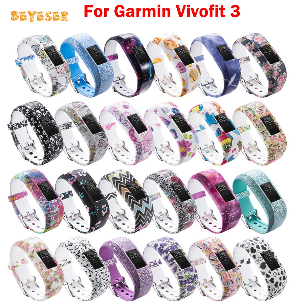 Модные мягкие силиконовые с рисунком браслет для наручных часов Garmin Vivofit3 Смарт