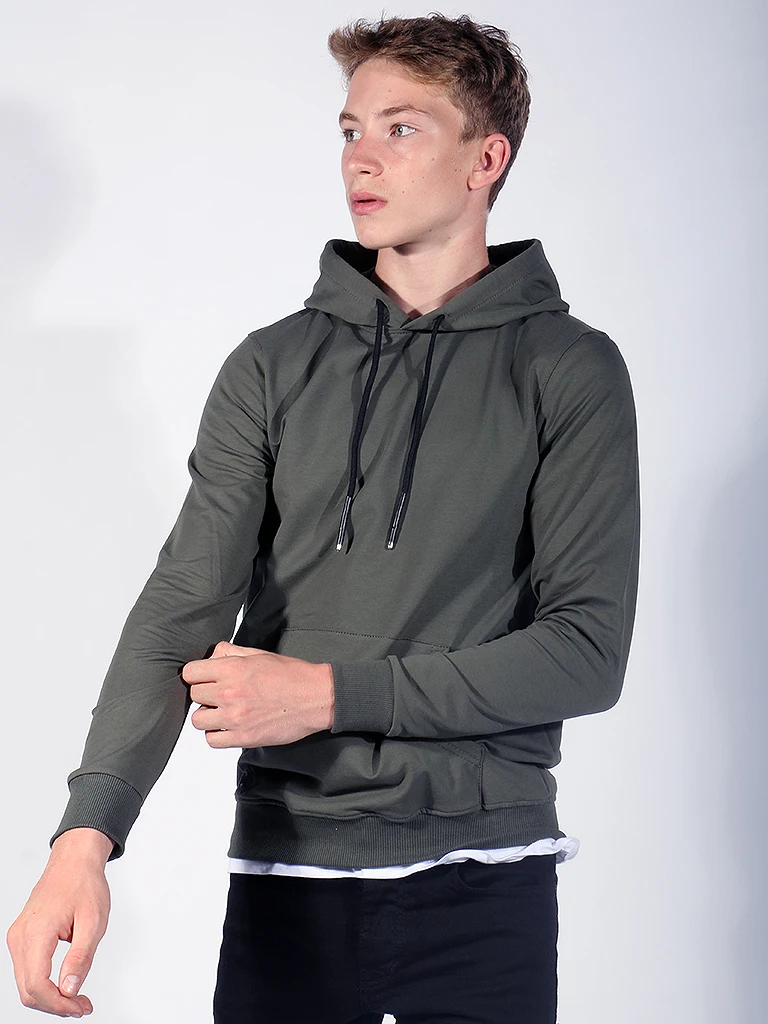 

Kangaroo Pocket Hooded Khaki Mens Sweatshirt