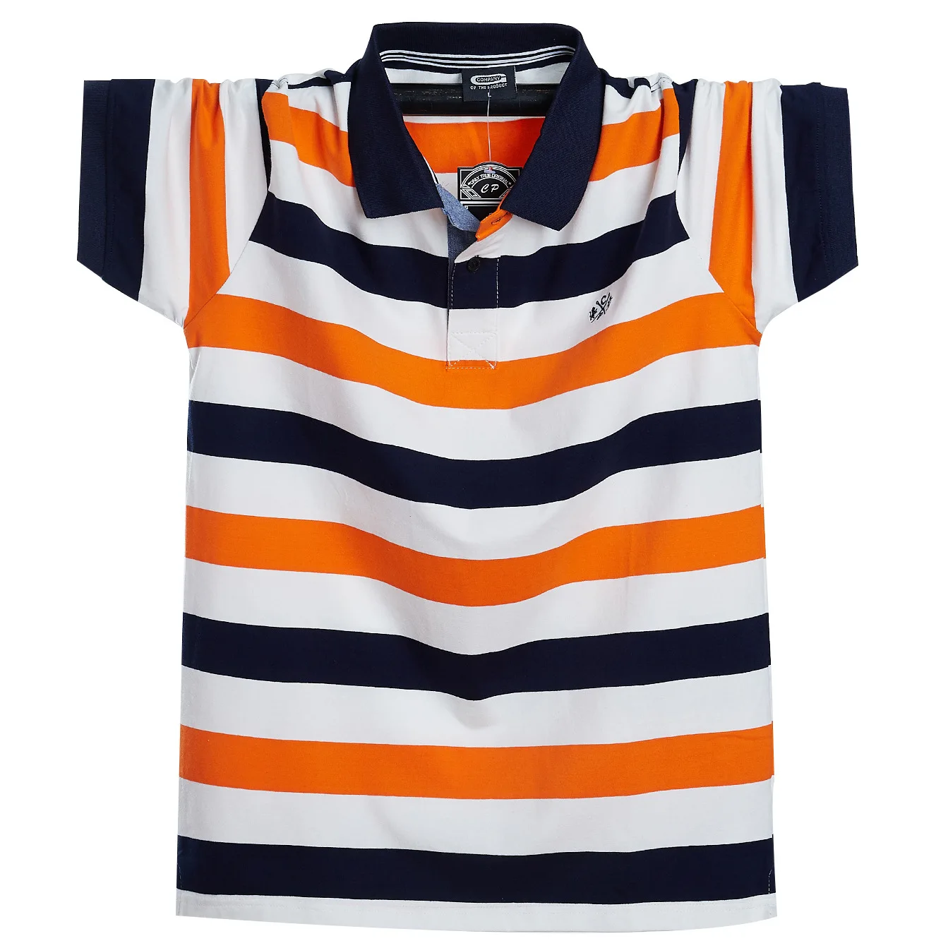 

Mens Short-Sleeved Polo Shirt 2021 Summer Men Lapel Striped Cotton Loose Plus Size POLO Shirt Men's Casual Top Shirt Tees 6XL