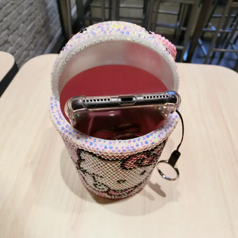 Ручная работа Стразы мини мусорная корзина Helloo Kitty для мусора в машине