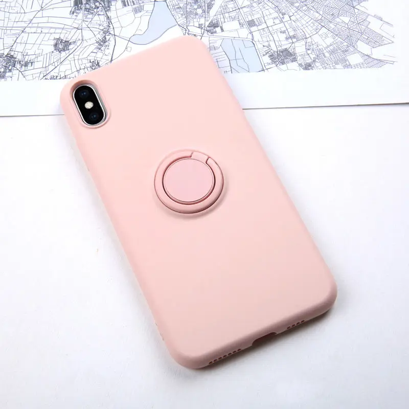 Роскошный мягкий жидкий силиконовый чехол для iPhone 11 Pro Max XS X 7 8 6 S 6 S XR подставка кольцо держатель тонкий чехол для iPhone11 Pro Чехол - Цвет: Pink