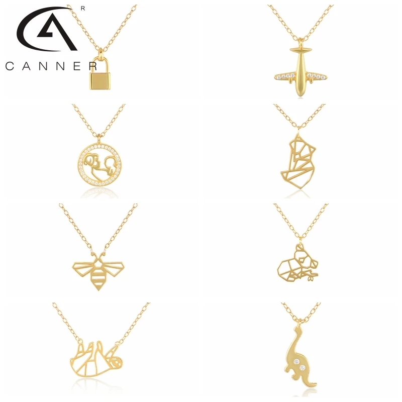 

CANNER 2021 Animal Pendant Necklace for Women Golden Necklace Jewelry 925 Sterling Silver Charm Chain Necklace Mother's Day gift